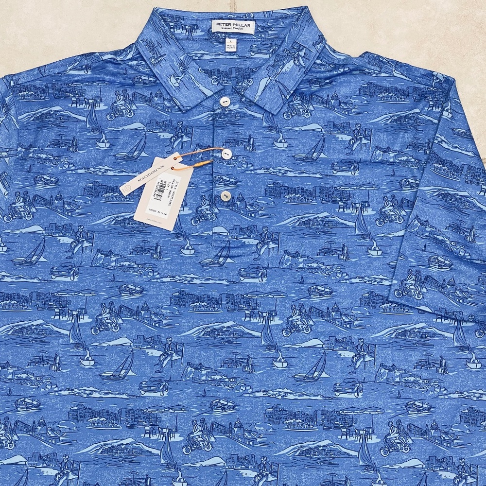 (Sold)Peter Millar Summer Comfort Short Sleeve Golf Polo Shirt Mens Size L